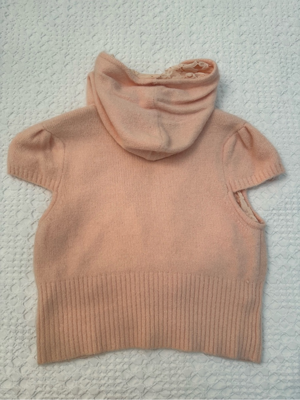 BEBE Blush Peach 🍑 Hooded Short-Sleeve Flirty Top/Summer Jacket 🍑 very soft - Picture 2 of 4